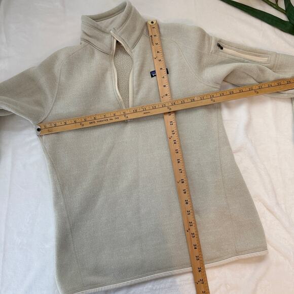 Patagonia Women’s Better Sweater 1/4 Zip Fleece Pullover Off‑White Size M Warm - Picture 12 of 13